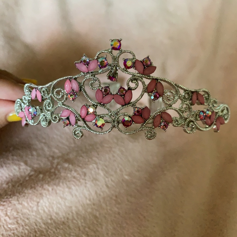 NEW DARK PINK Embellished Tiara
